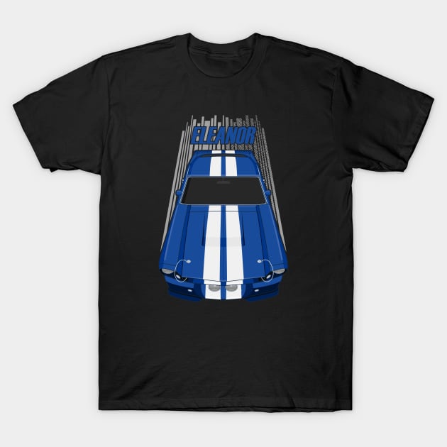 Ford Mustang Shelby GT500 Eleanor 1967 Fastback - Blue and White Stripes T-Shirt by V8social